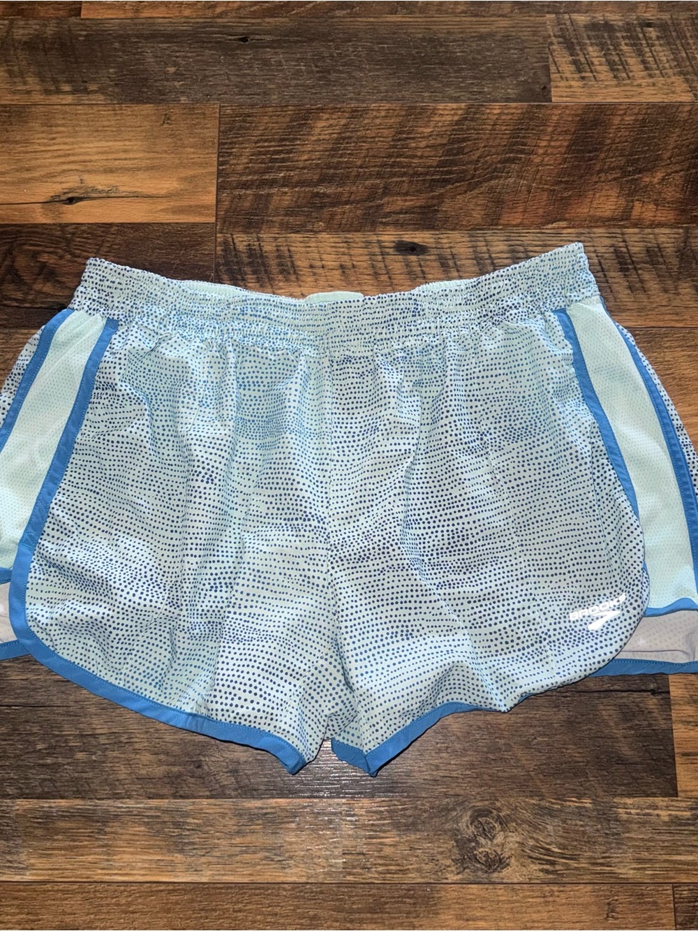 Brooks Light Blue Microdot Athletic Shorts with Blue Trim